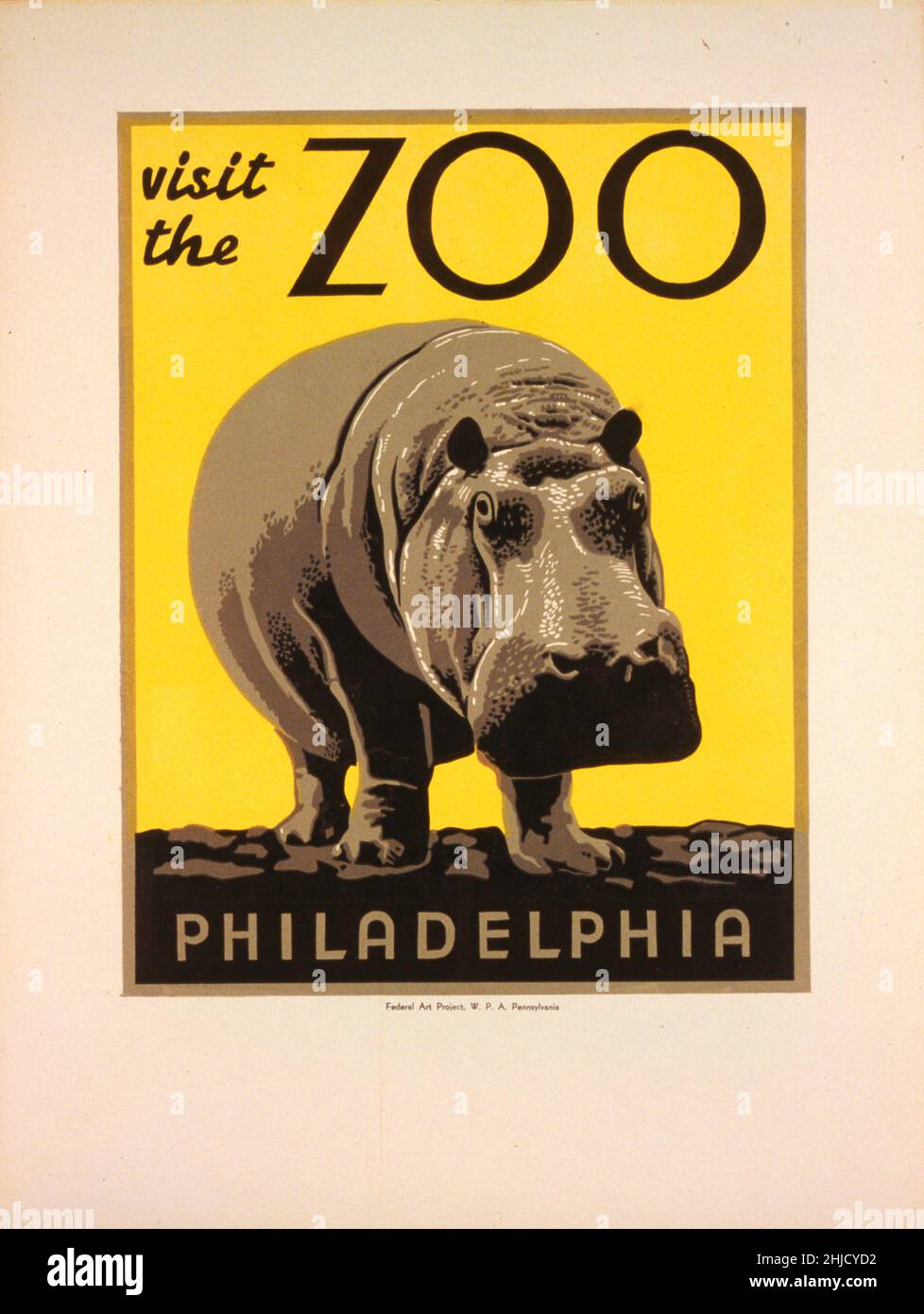 Promotional poster for the Philadelphia Zoo created by the WPA, 1941-1943. Library of Congress. (Richard B. Levine) Stock Photo