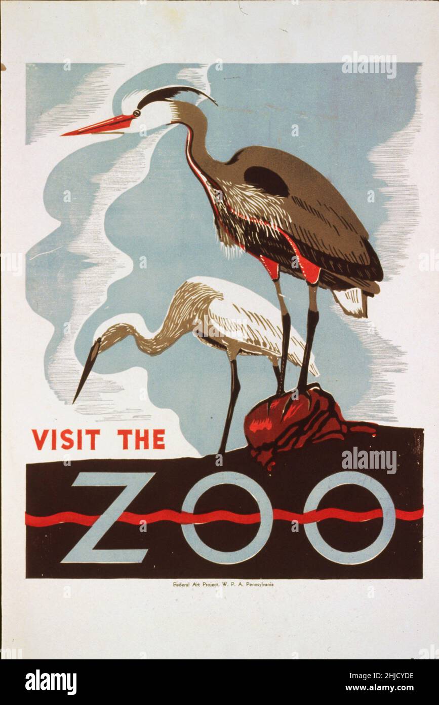 Generic promotional poster for the zoo created by the WPA, 19411943