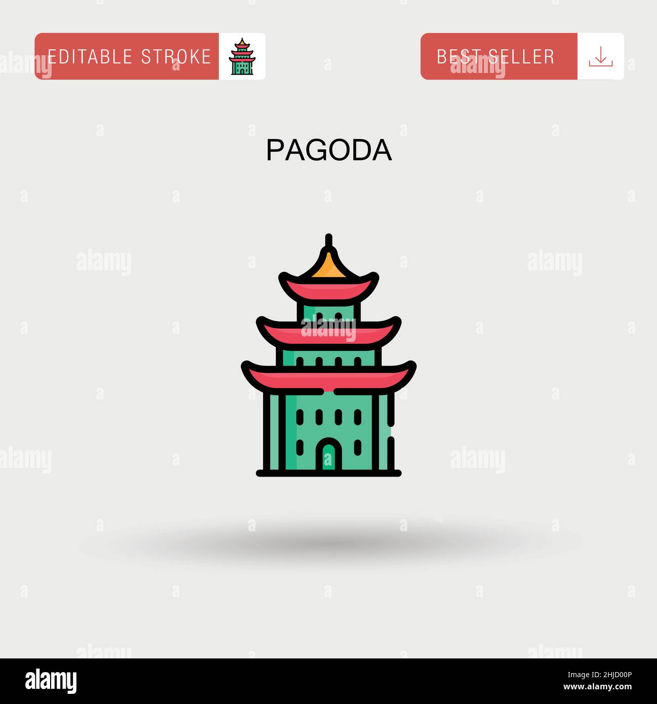 Pagoda Simple vector icon. Stock Vector