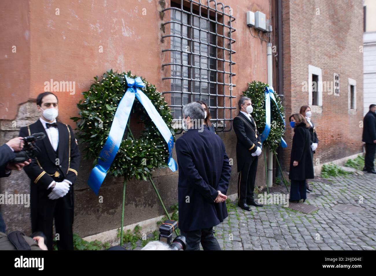 Rome, Italy. 27th Jan, 2022. (1/27/2022) Roberto Fico and Maria Elisabetta Alberti Casellati during commemoration of Holocaust Remembrance Day in Rome, Italy. (Photo by Matteo Nardone/Pacific Press/Sipa USA) Credit: Sipa USA/Alamy Live News Stock Photo