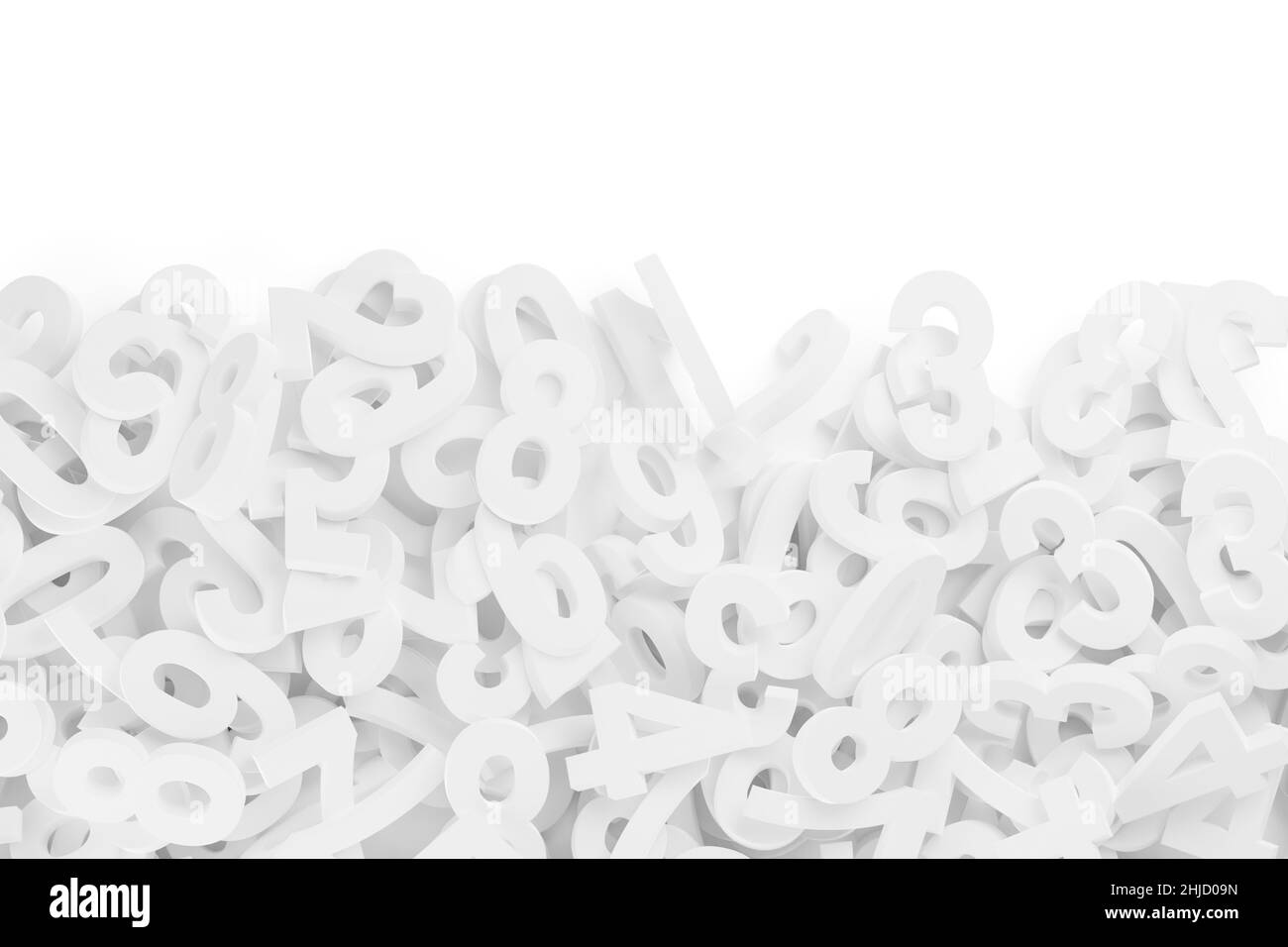 Numbers Horizontal Border White random digit numbers heap background horizontal border top view ...
