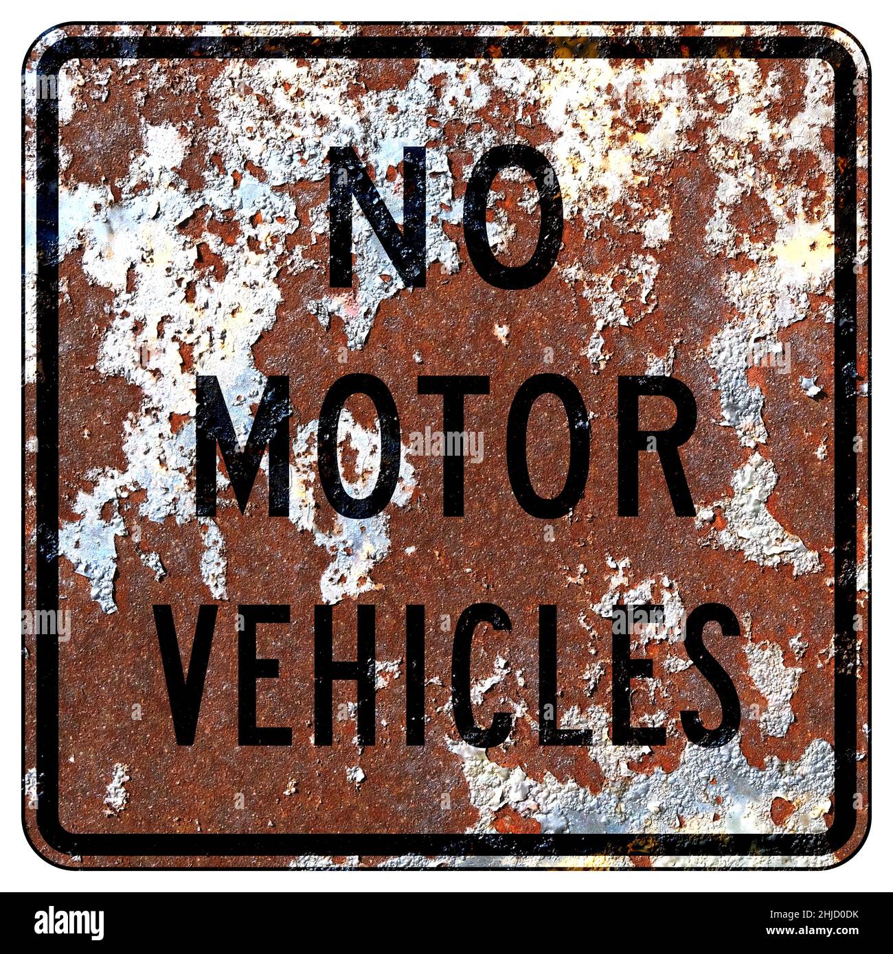 Old rusty American road sign - No Motor Vehicles Stock Photo - Alamy
