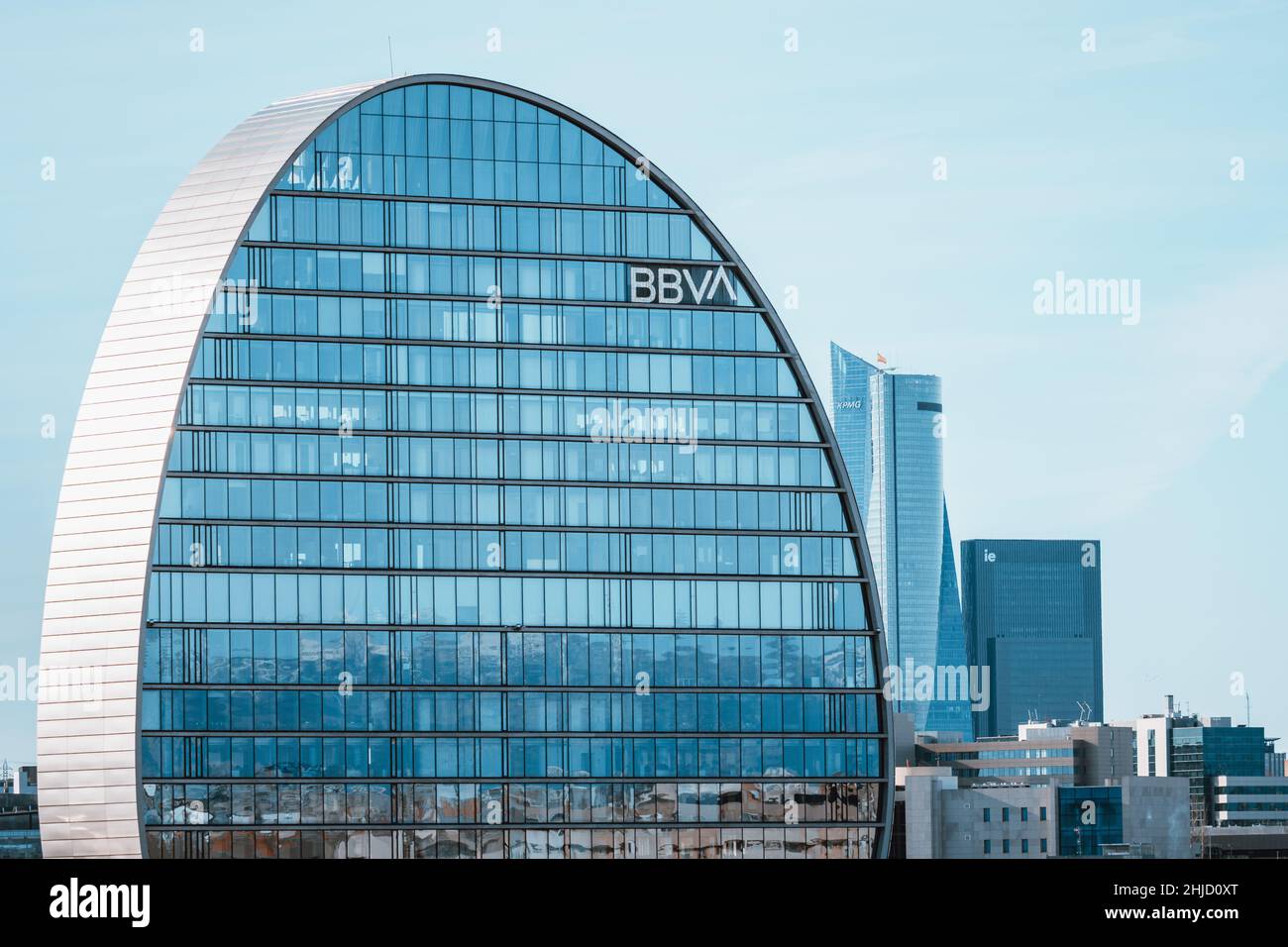 Madrid, Spain - June 19, 2021: City BBVA. Headquarters of BBVA bank in Las  Tablas district. La Vela Building designed by Herzog and de Meuron. Finance  Stock Photo - Alamy