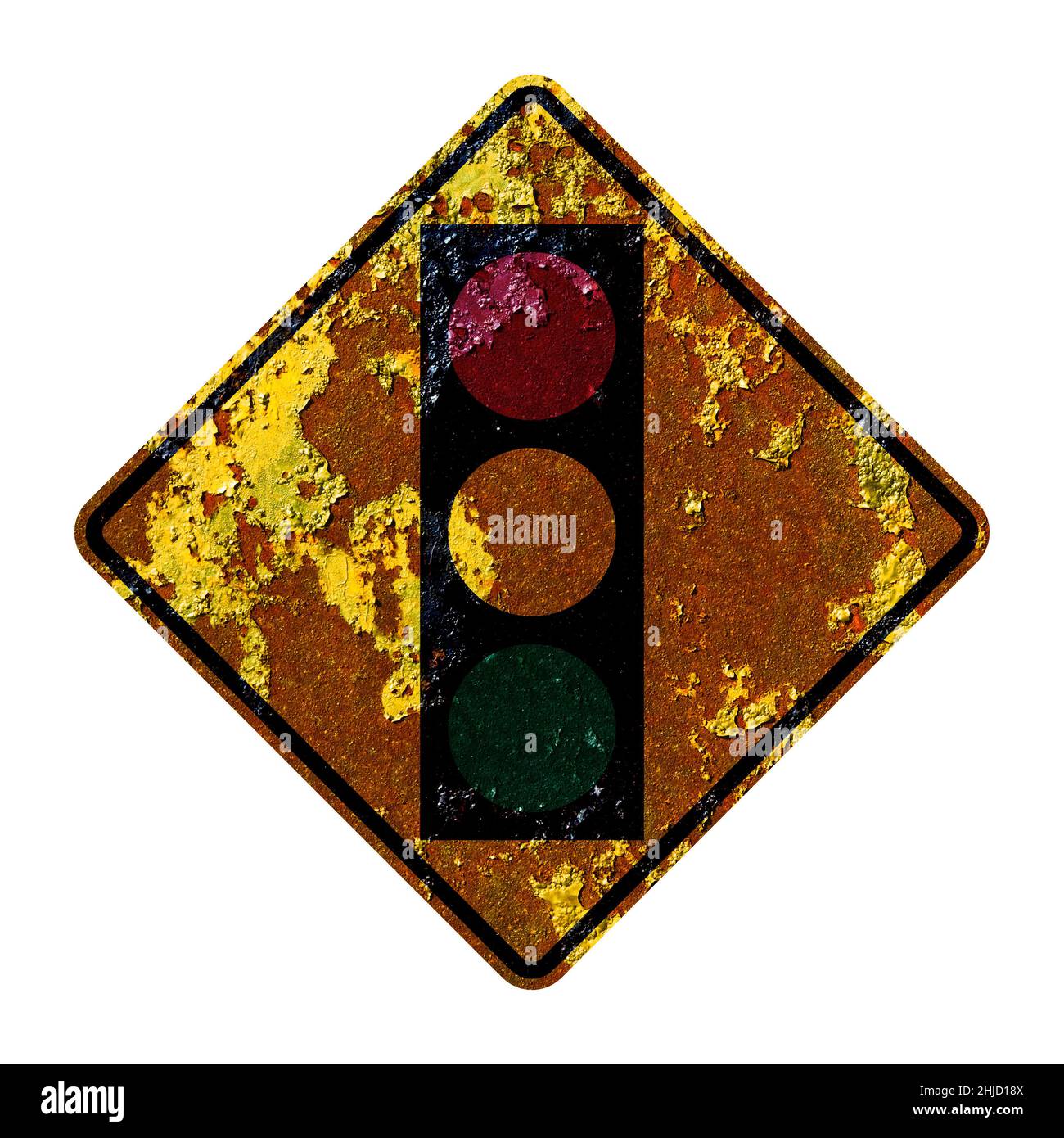 Old rusty American road sign - Signal ahead Stock Photo - Alamy