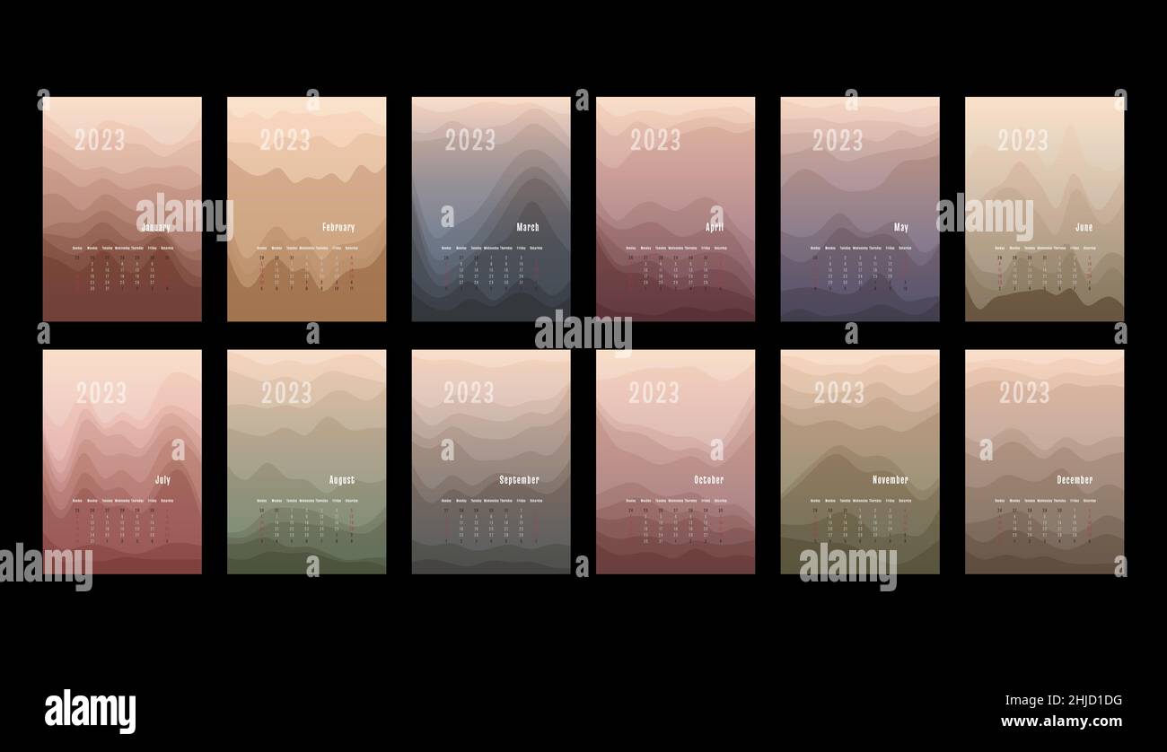 2023 vertical calendar every month separately monthly