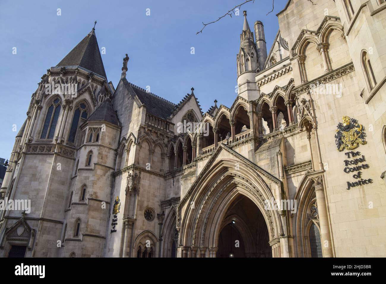 Royal Courts of Justice exterior, London, UK 28 January 2022. Stock Photo