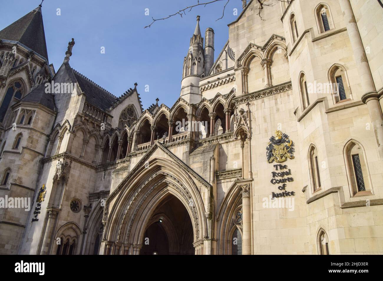 Royal Courts of Justice exterior, London, UK 28 January 2022. Stock Photo