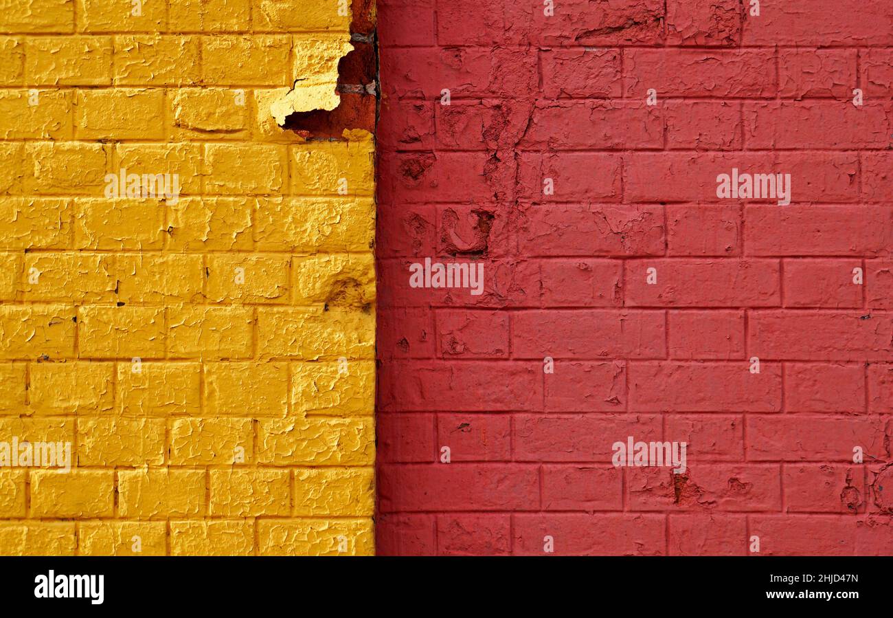 Red and yellow brick wall background Stock Photo Alamy