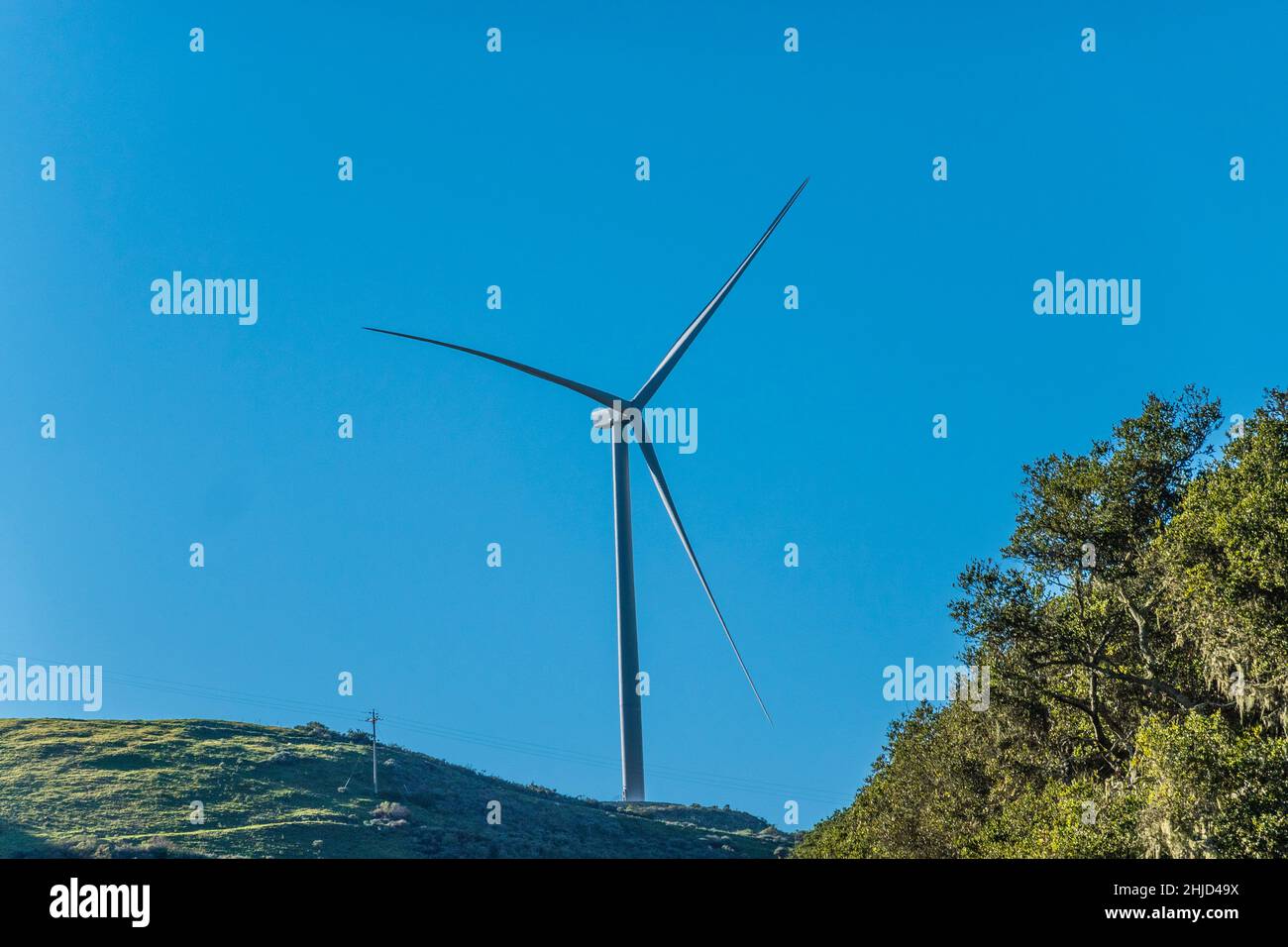 The Strauss Wind Energy Project located in Santa Barbara County close the Lompoc, California. It is the first wind project on the California coast. Stock Photo