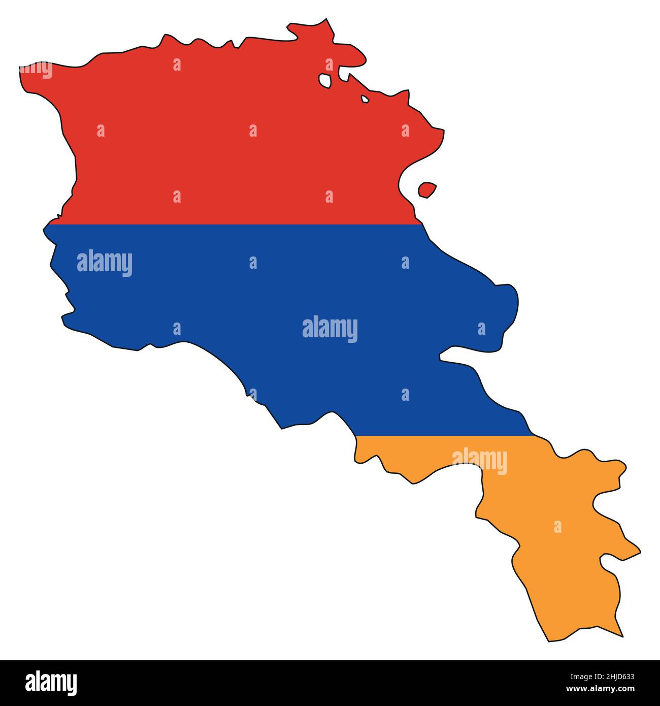 Armenia map with flag - outline of a state with a national flag Stock Vector