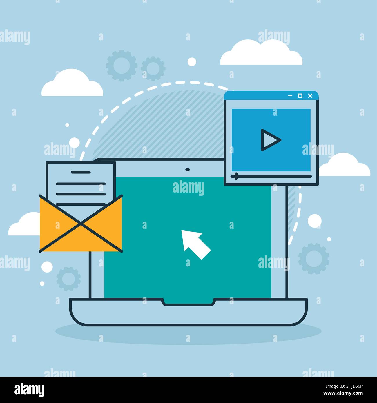 computer and digital marketing icons around Stock Vector Image & Art ...