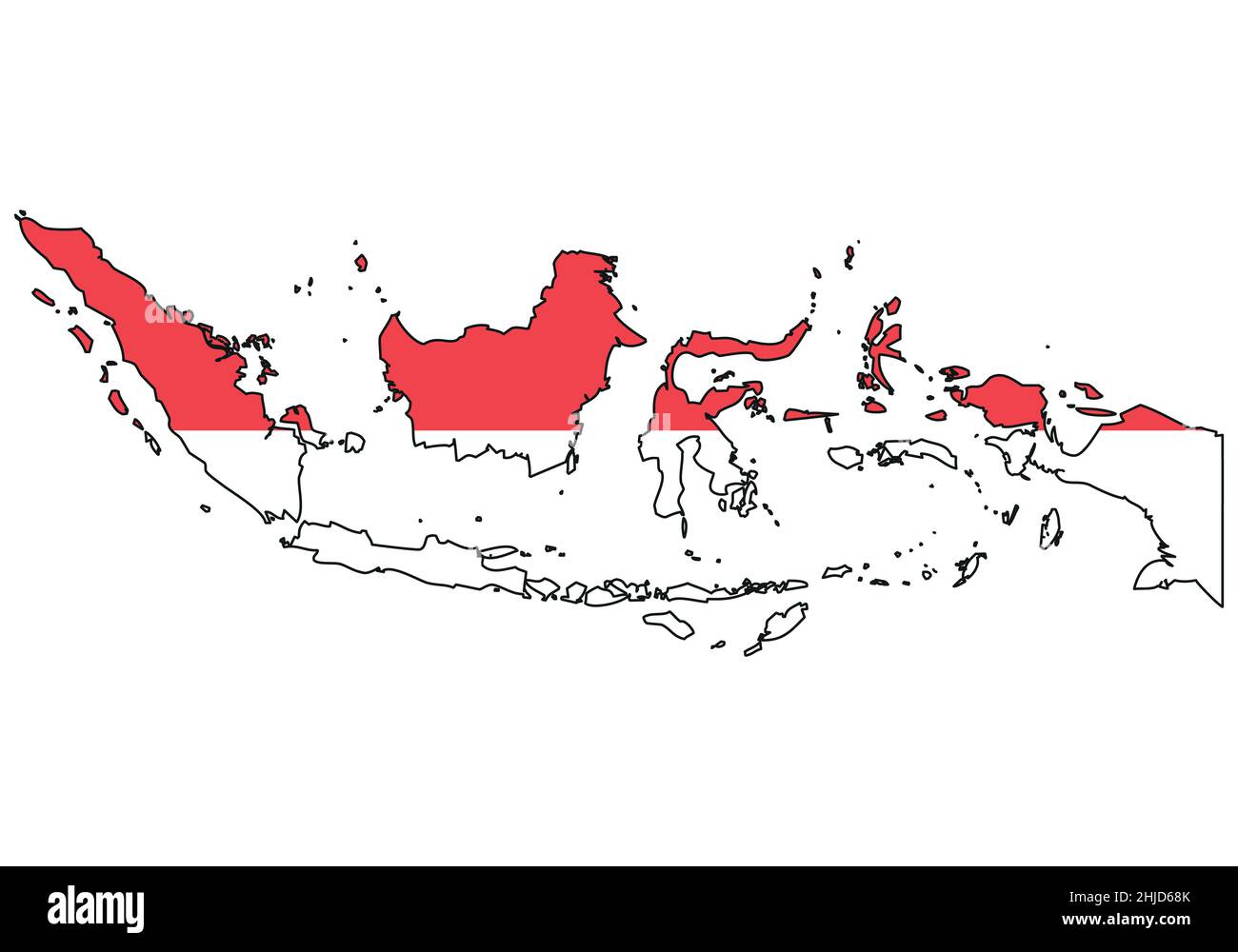 Indonesia map with flag - outline of a state with a national flag Stock Vector