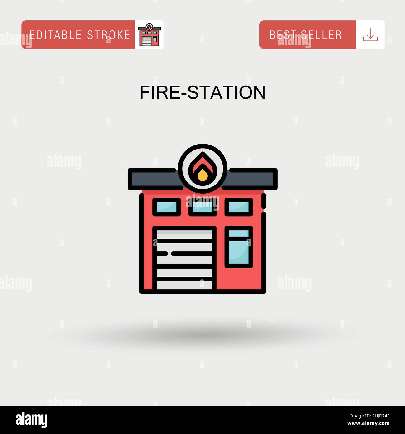 Fire-station Simple vector icon. Stock Vector