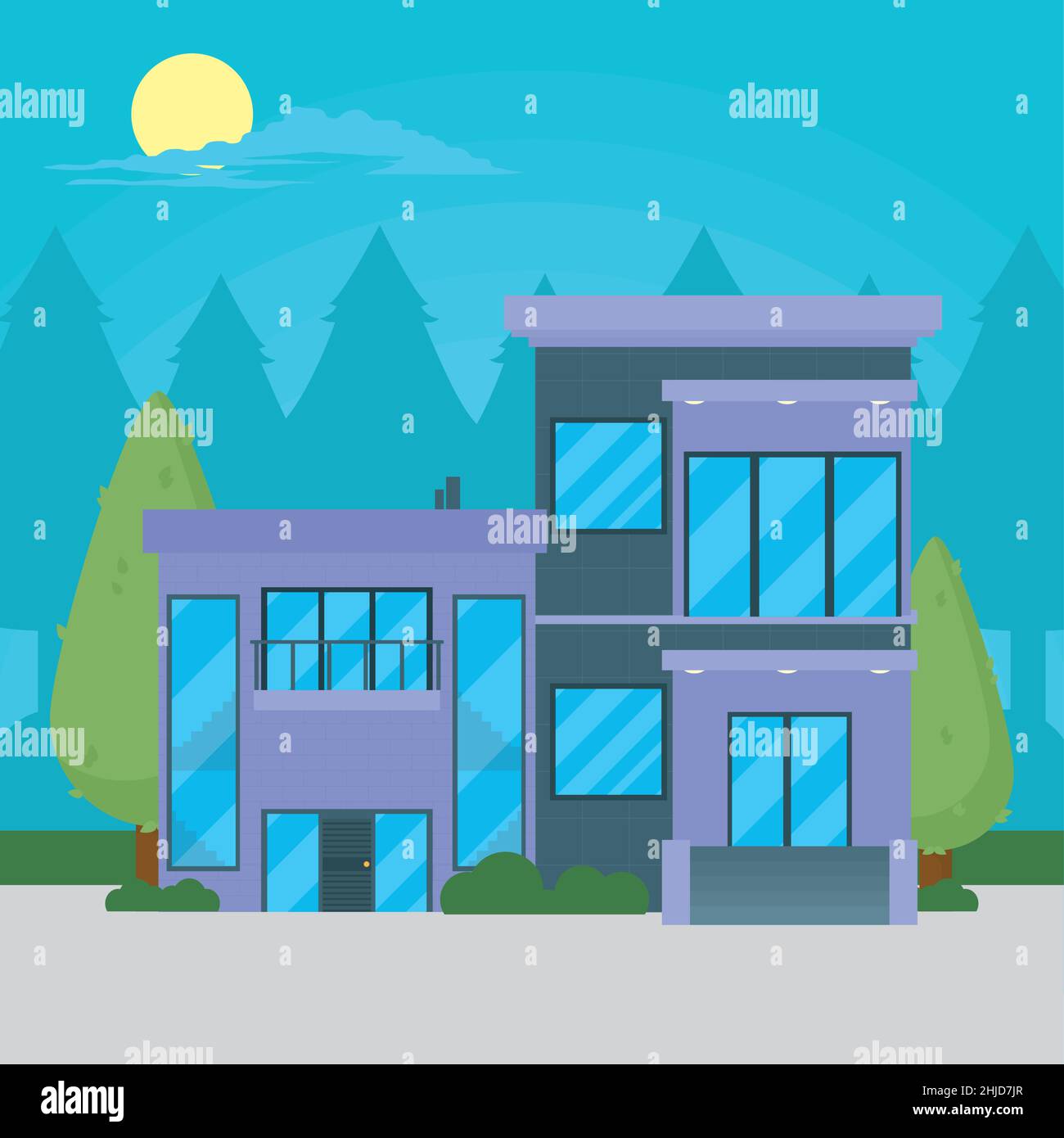 outdoor modern house landscape design Stock Vector Image & Art - Alamy