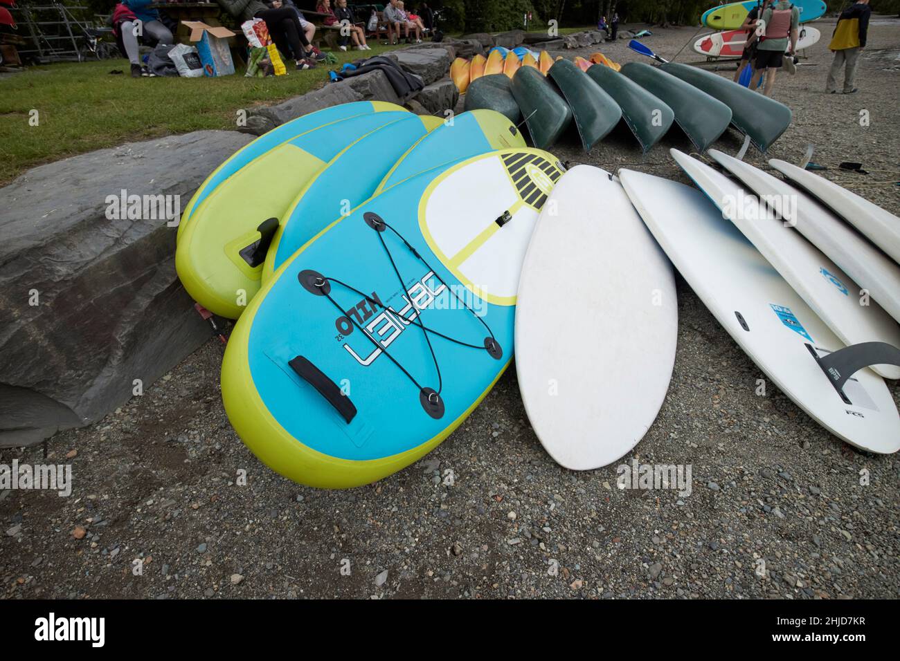 stand up paddleboards for hire coniston lake district, cumbria, england, uk Stock Photo
