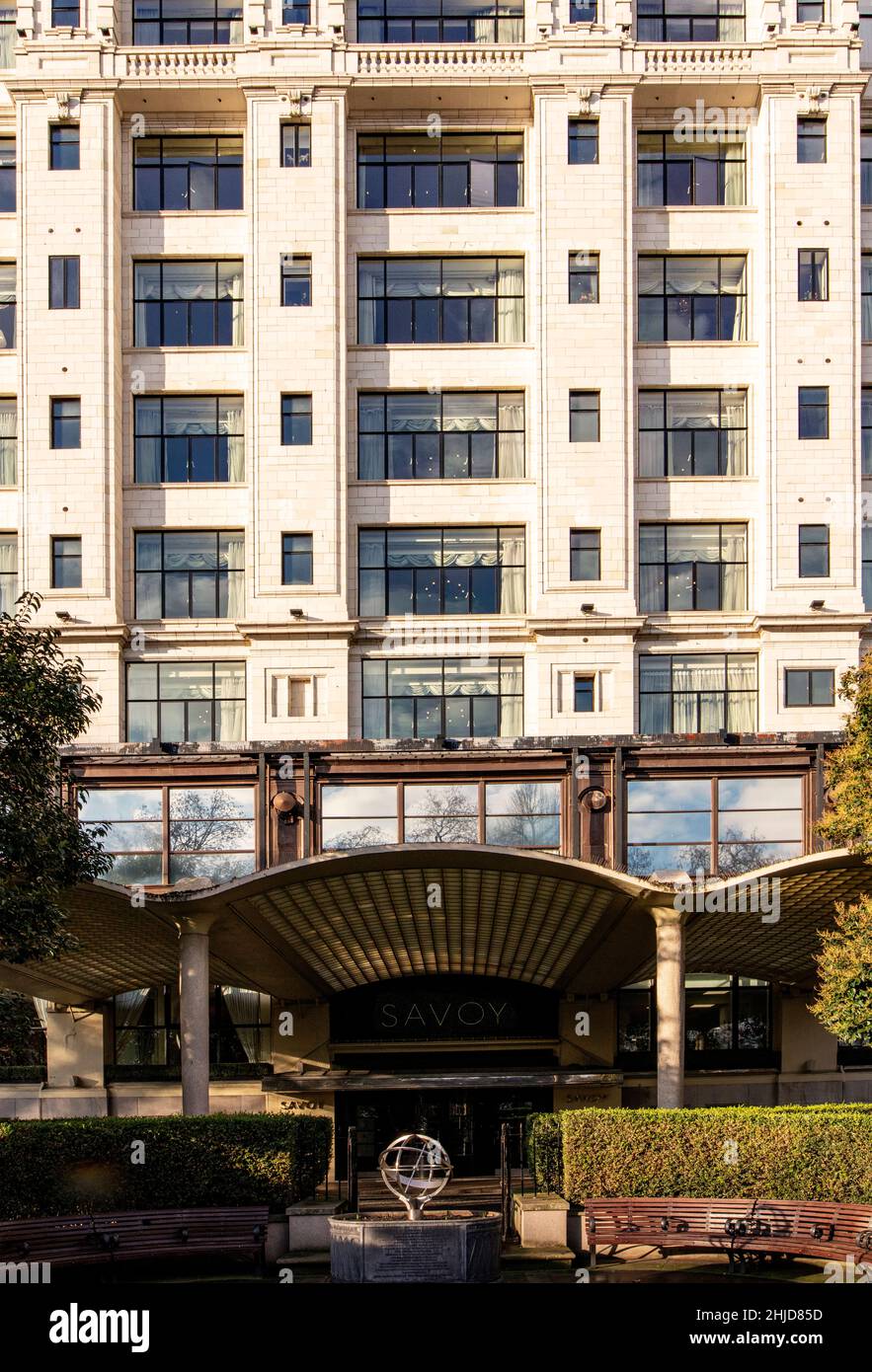 Rear entrance to the Savoy, a luxury hotel in London; designed by Thomas Collcutt, built by Richard D'Oyly Carte, impresario, 1889 Stock Photo