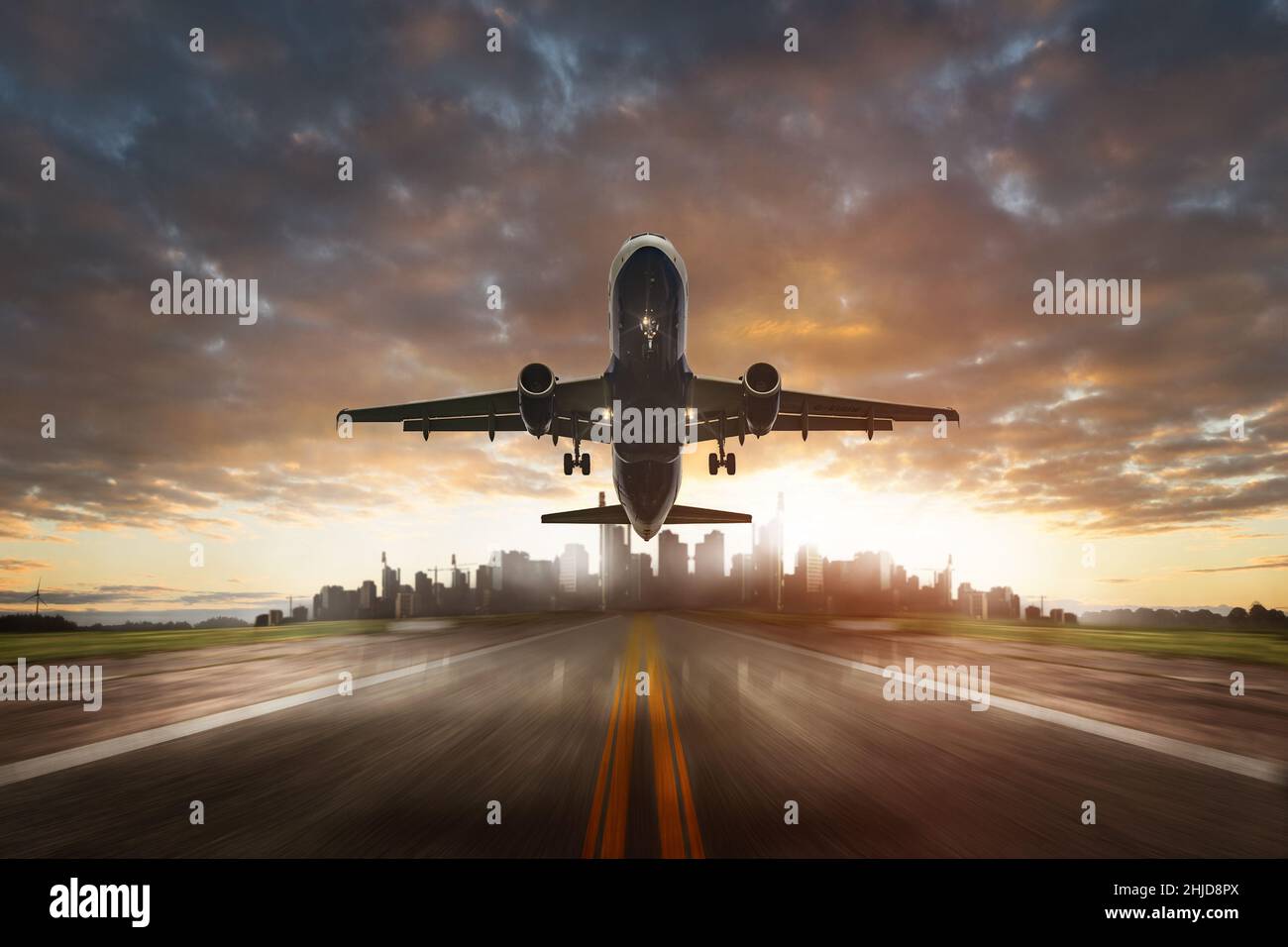 airplane take off landing flight Stock Photo