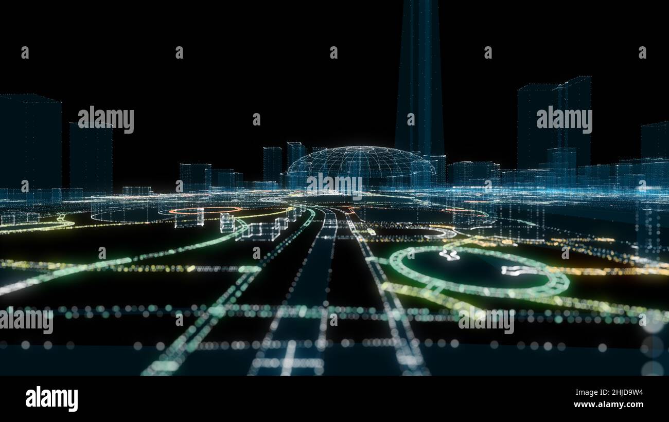 Futuristic Smart Digital City. Smart City And Technology Business ...