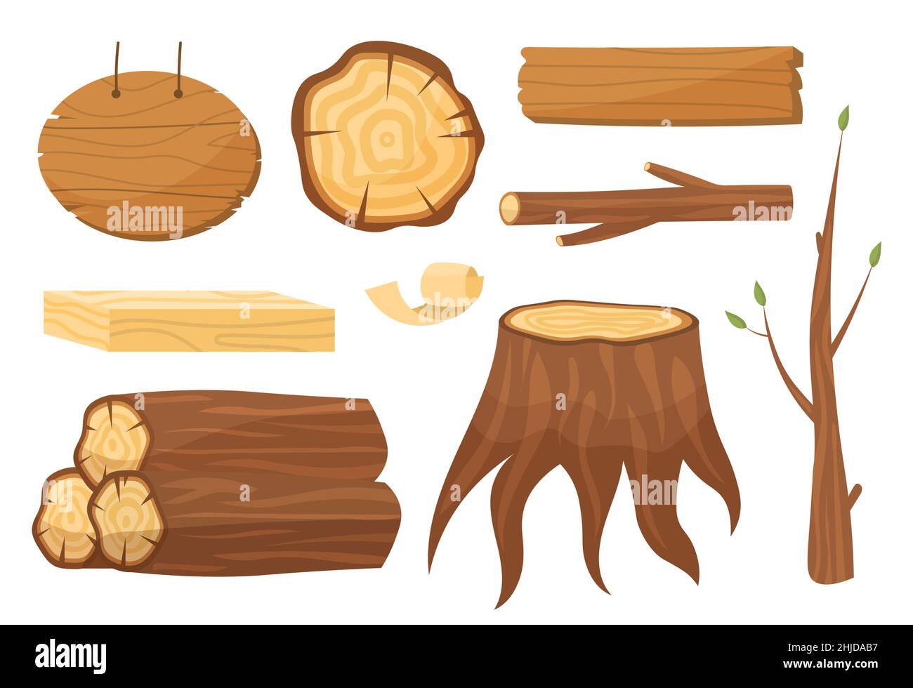 Realistic set of wooden raw materials Stock Vector Image & Art Alamy