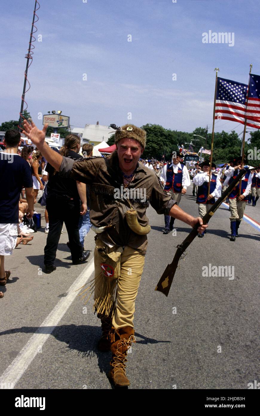 The oldest parade Bristol RI, independence day happy July 4th david crokett Stock Photo