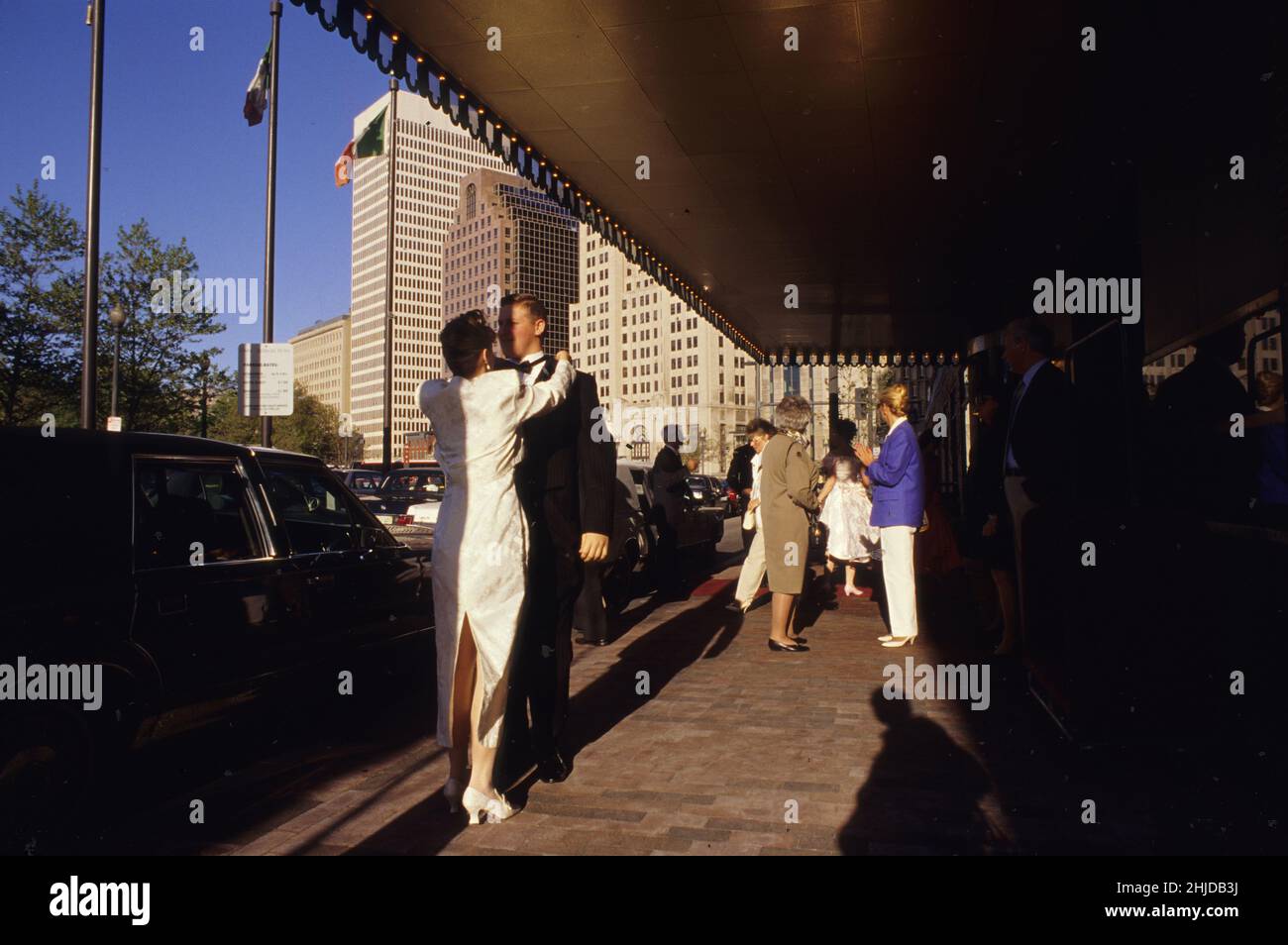 USA New england Biltmore Hotel Providence RI wedding married couple kissng Stock Photo