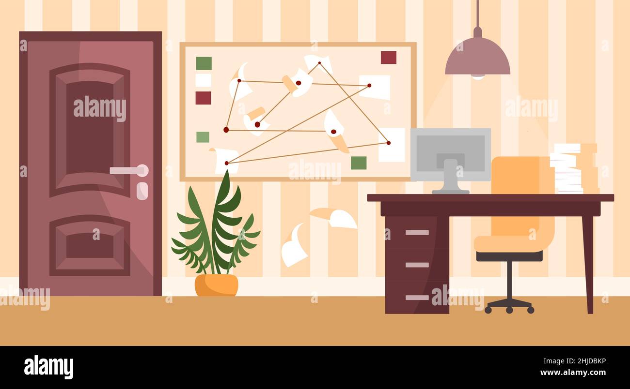 Detective office interior Stock Vector