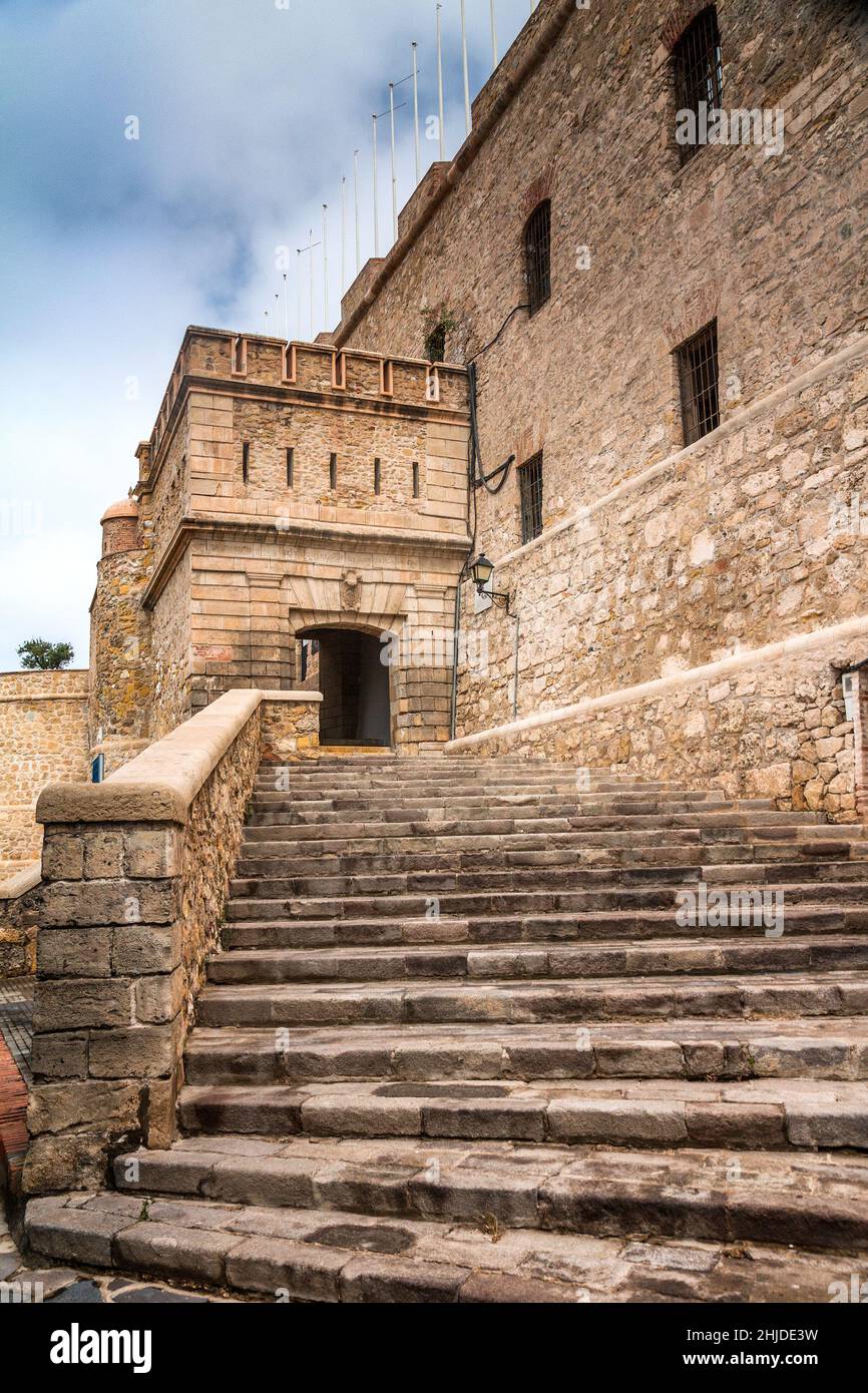 Stone stairs to the fortress in Melilla, Spanish province in Morocco. Stock Photo