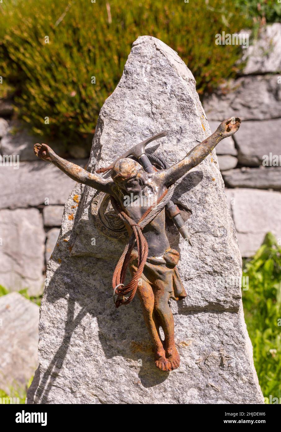 ZERMATT, SWITZERLAND - Mountaineers' Cemetery, mountain climbers graveyard. Stock Photo