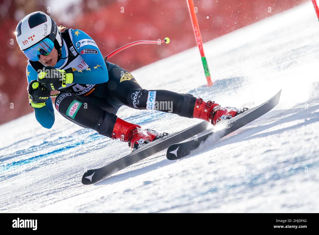 Cortina d'Ampezzo, Italy. 22 January 2022. MUZAFERIJA Elvedina (BIH) Ski World Cup Women's Downhill on the Olympia delle Tofane. Stock Photo
