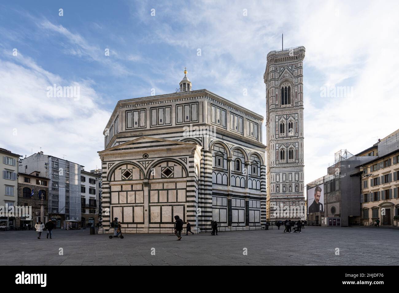 Florence, Italy. January 2022. panoramic view of the baptistery in the