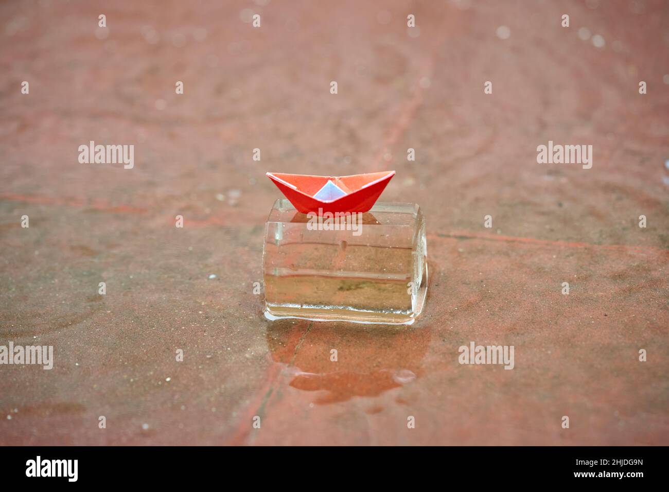 Close up a paper boat floating or sailing in water Stock Photo Alamy