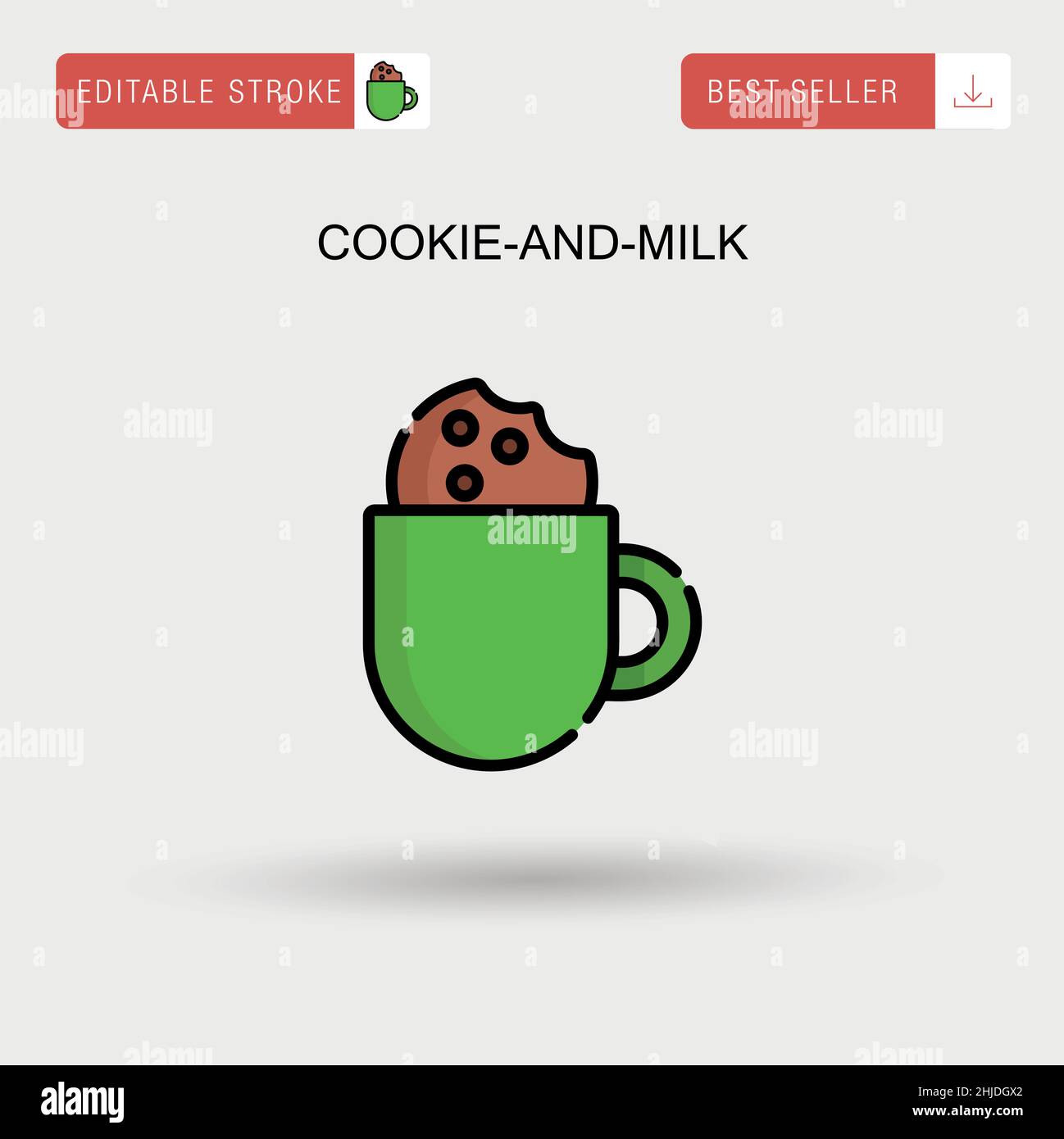 Cookie-and-milk Simple vector icon. Stock Vector