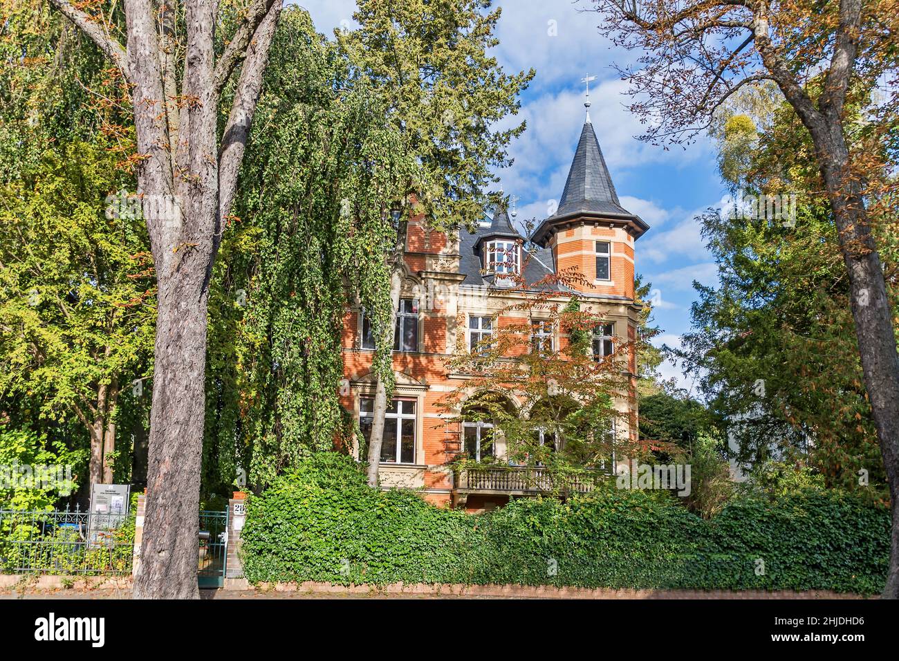 Berlin, Germany - October 12, 2021: Architect villa Emil Schwerdtfeger built in1898 at the street Ringstrasse 28 listet in Cultural heritage monuments Stock Photo