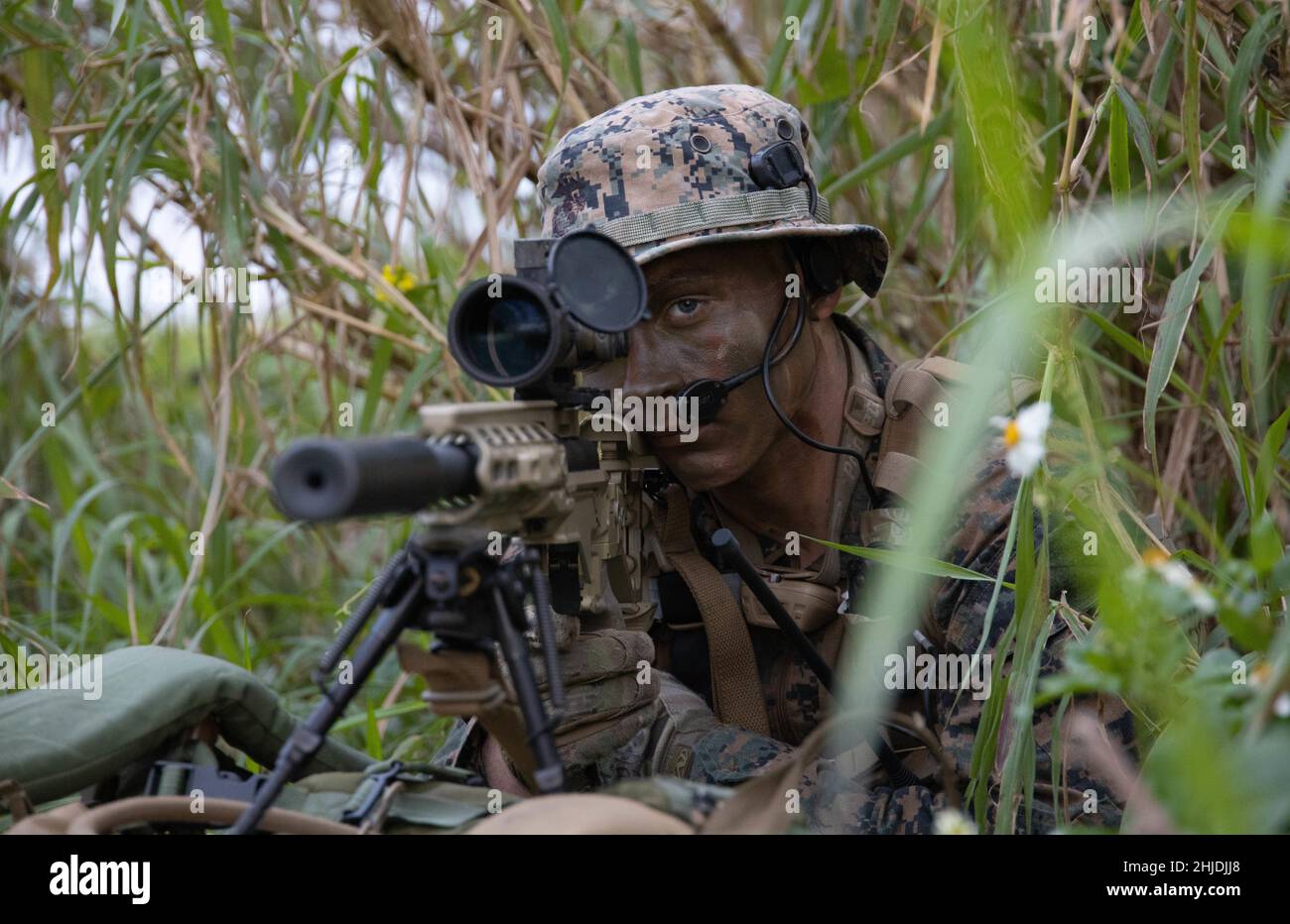 A U.S. Marine with 3d Reconnaissance Battalion, 3d Marine Division ...