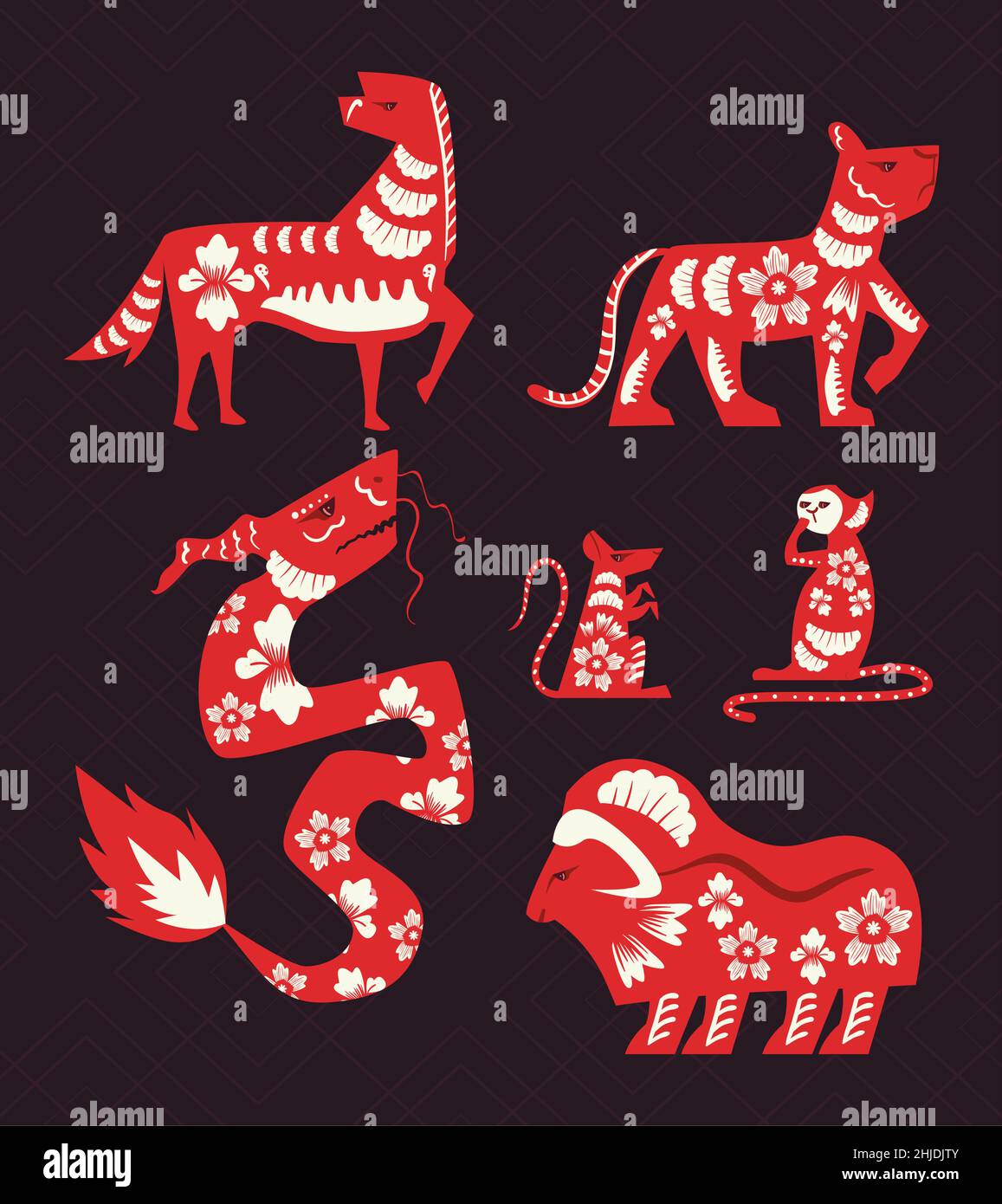 set of chinese zodiac animals Stock Vector Image & Art Alamy