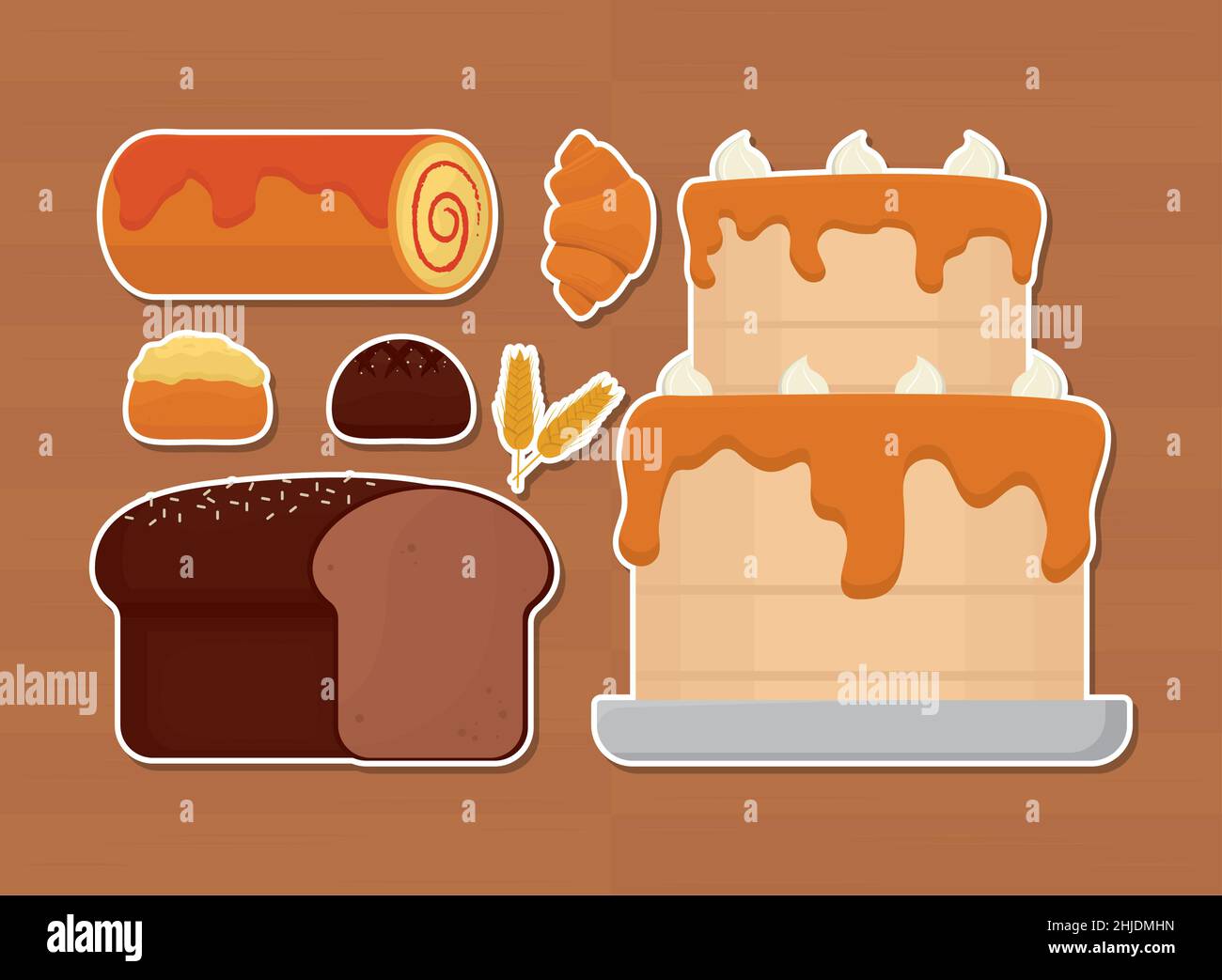 bakery products icon set design Stock Vector Image & Art - Alamy