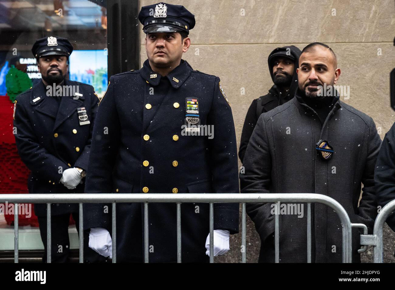 New York, USA. 28th Jan, 2022. NYPD officers attend the funeral