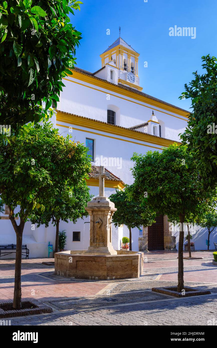 Marbella historic quarter plaza de la iglesia, Andalucia Stock Photo