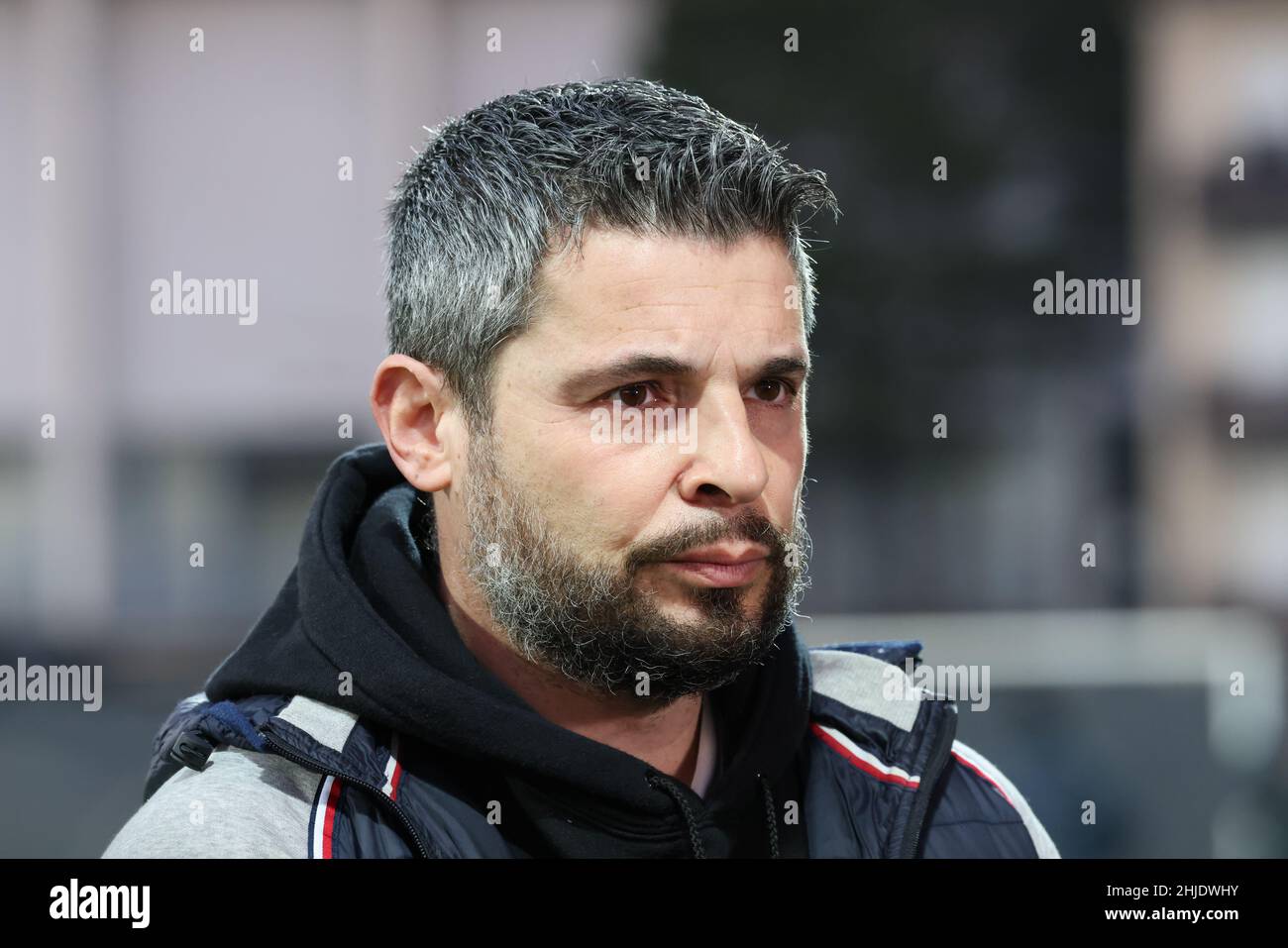 Romain Revelli coach Dunkerque during the French championship Ligue 2 football match between USL Dunkerque and Paris FC on January 28, 2022 at Marcel Tribut stadium in Dunkerque, France - Photo Laurent Sanson / LS Medianord / DPPI Stock Photo