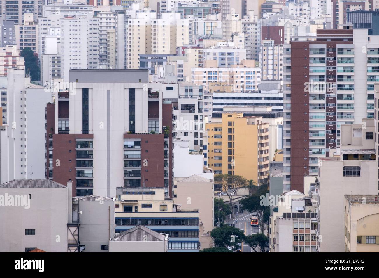 Brazil, São Paulo. Cityscape skyline of high rise commercial and residential buildings in the downtown district. Largest city in the Americas. Stock Photo