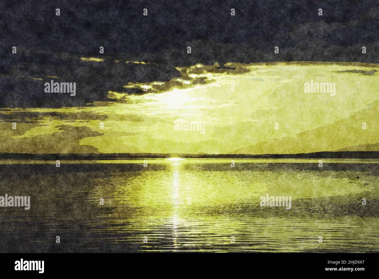 sunset over the water is hidden behind clouds Stock Photo - Alamy