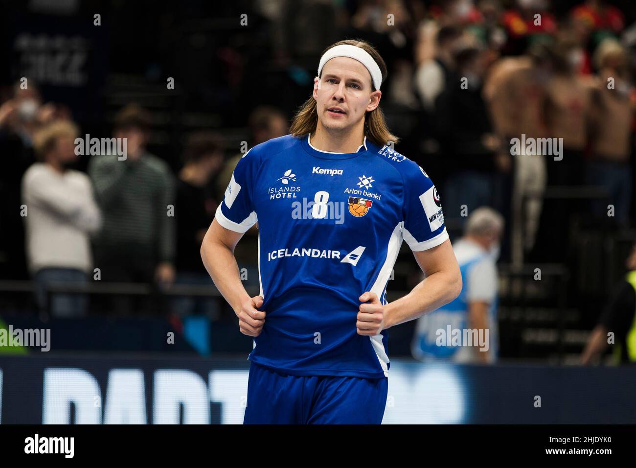 Budapest Hungary 28th January 22 Bjarki Mar Elisson Of Iceland Looks Dejected After The Defeat During The Men S Ehf Euro 22 Fifth Place Match Between Iceland V Norway In Budapest Hungary January