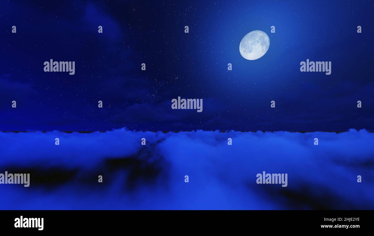 Landscape night of night stars in sky and cloud with moon Stock Photo ...