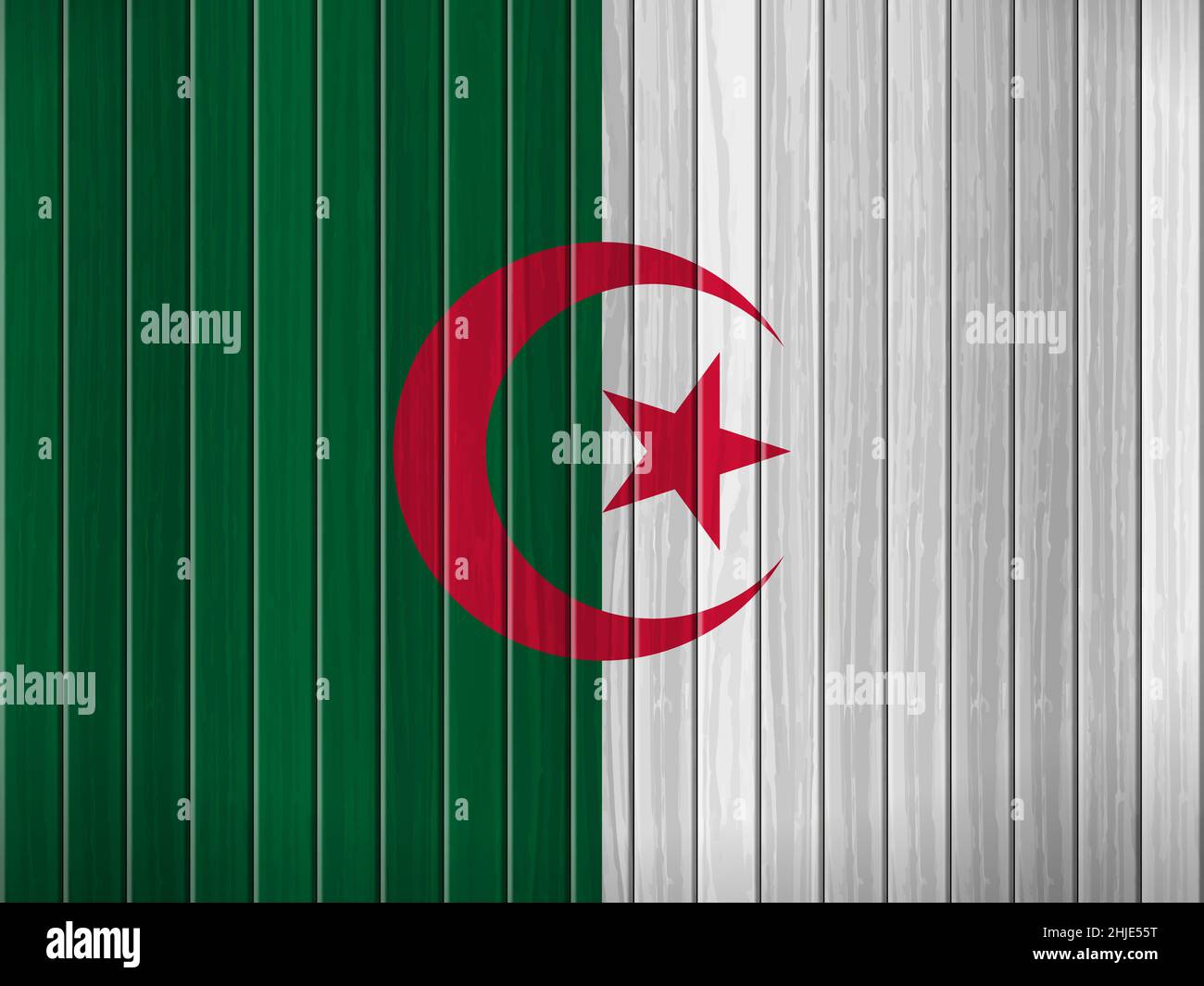 Algeria flag on wooden background. Vector illustration Stock Photo - Alamy