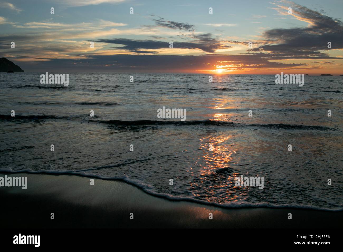 Beautiful view of Tenacatita beach at sunset, La Manzanilla town