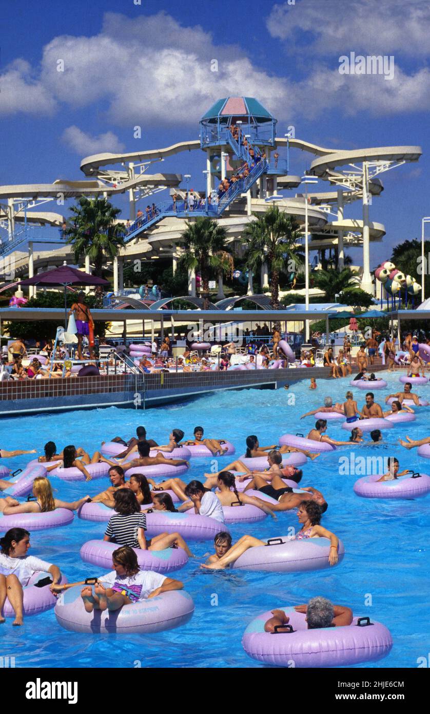 Usa Florida aquatic park swimming pool crowded Stock Photo Alamy
