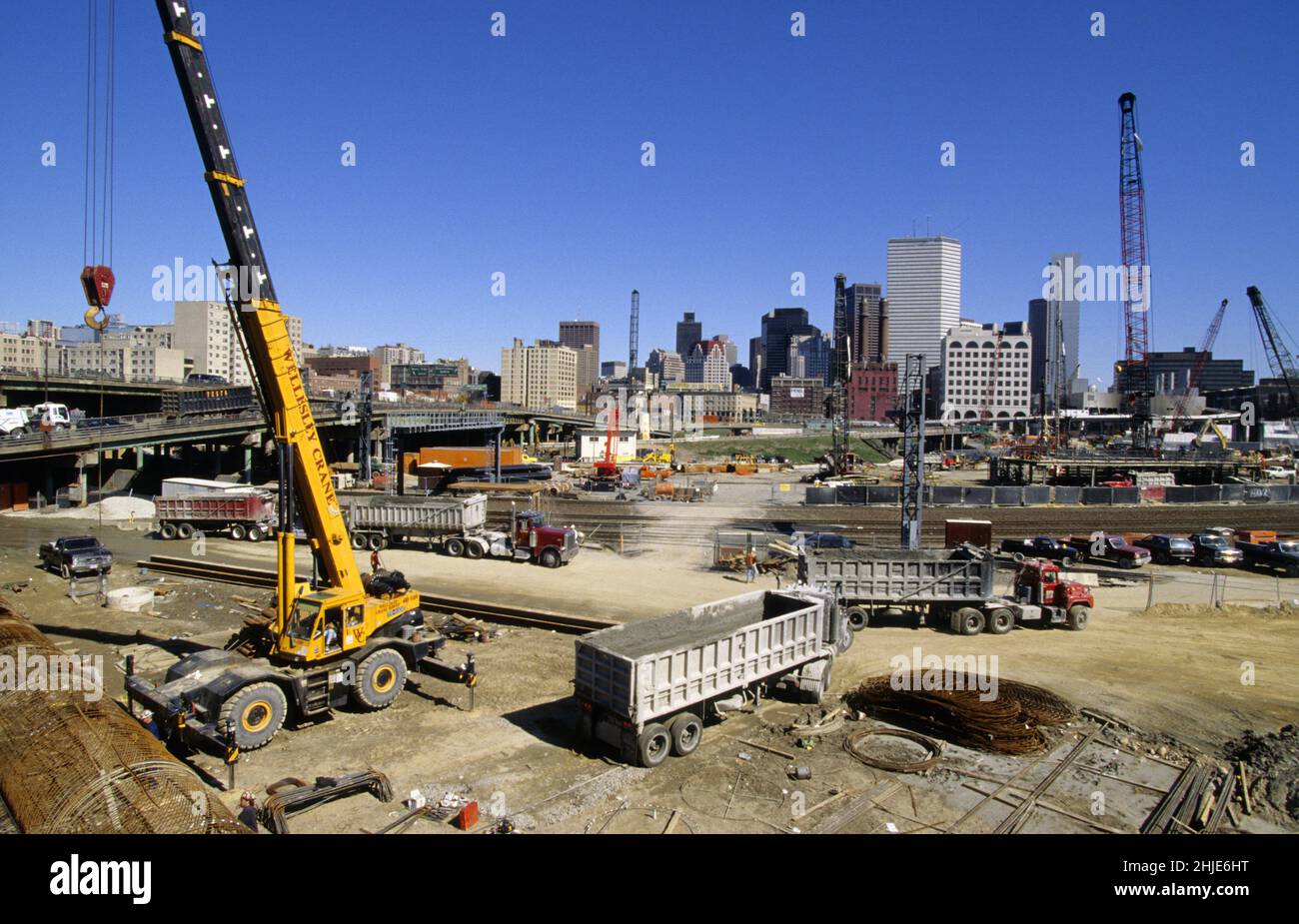 BOSTON LE GRAND TROU DEPLACEMENT DE LA GARE ET CONSTRUCTION AUTOROUTE ENTREE VILLE Stock Photo