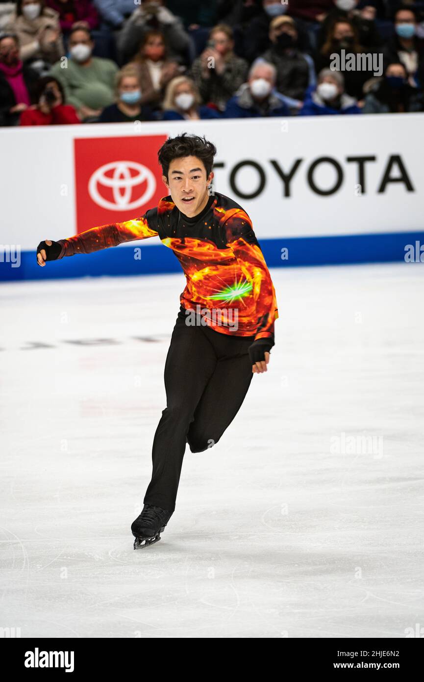 Nathan Chen competes in the free skate that helped him win the gold