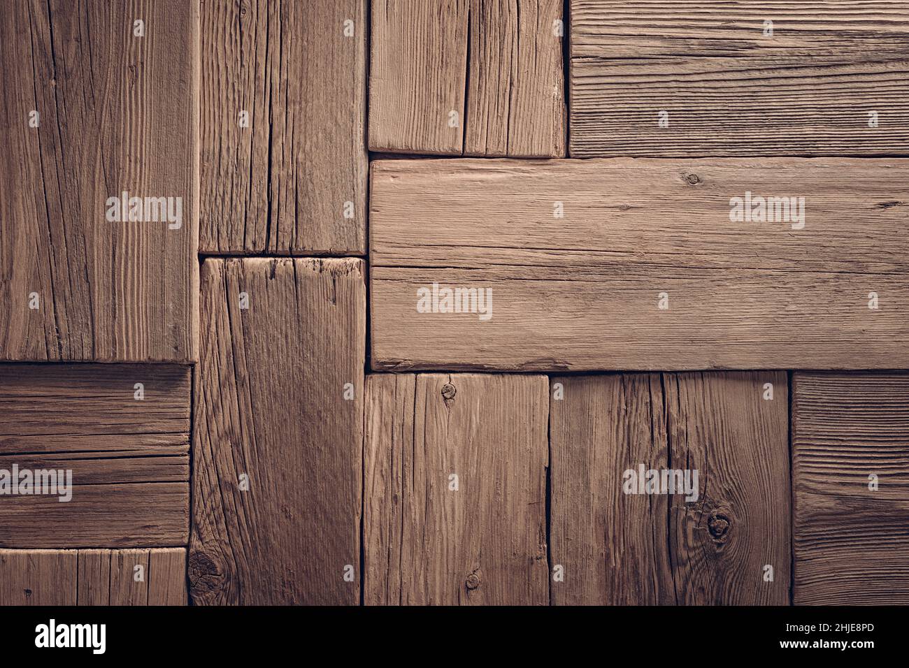Old brown wooden planks pattern texture background Stock Photo