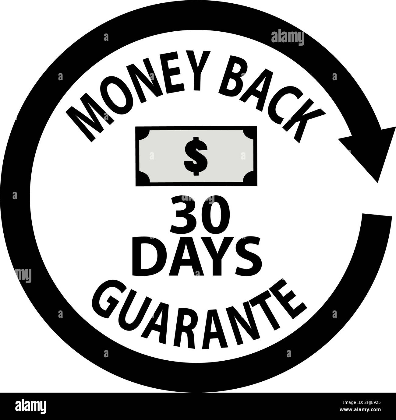 30 days money back guarantee label. Money back icon on white background. black 30 days money